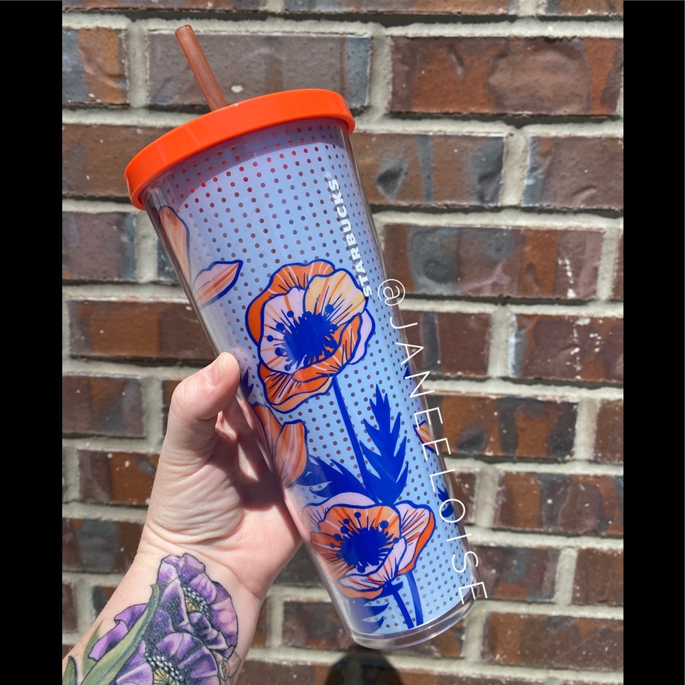 Starbucks Venti Coral/Blue Poppy Cup
